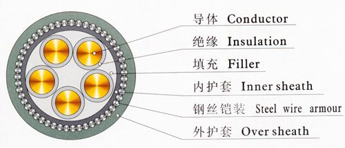 鎧裝電纜結(jié)構(gòu)圖 鎧裝電纜結(jié)構(gòu)圖